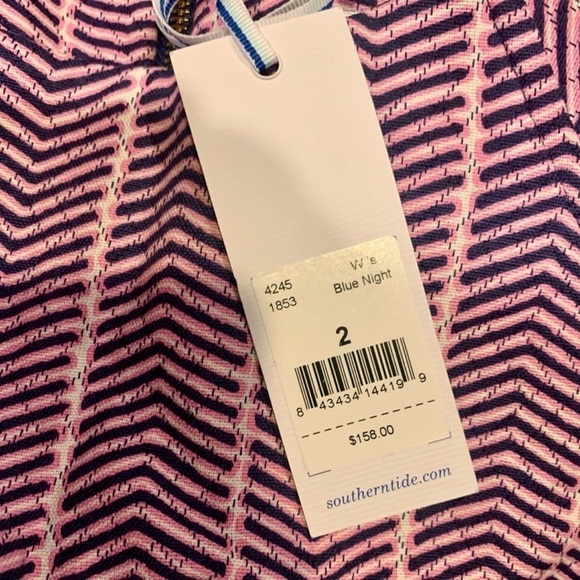 NWT SOUTHERN TIDE Audrey Chevron Ikat Mini Shift Dress Blue Night, Size 2 - Picture 8 of 8